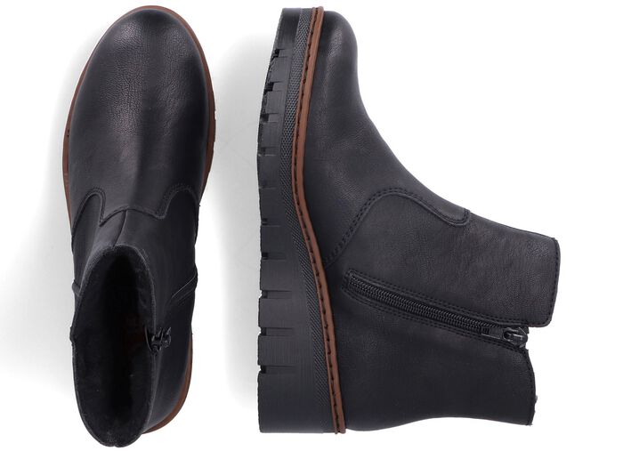Rieker, gevoerde dames enkellaarsjes, winterschoenen, met rits SCHWARZ