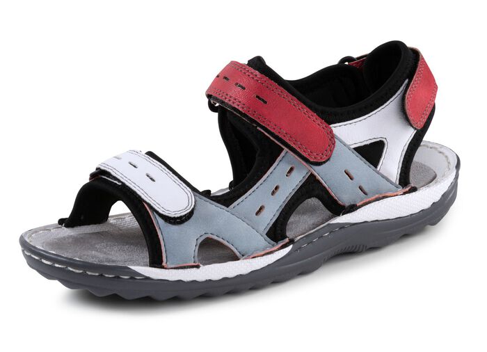 ELENA EDEN, sportieve dames trekkingsandalen, breedte G, met klittenbandsluiting BLEU-WEISS-ROT