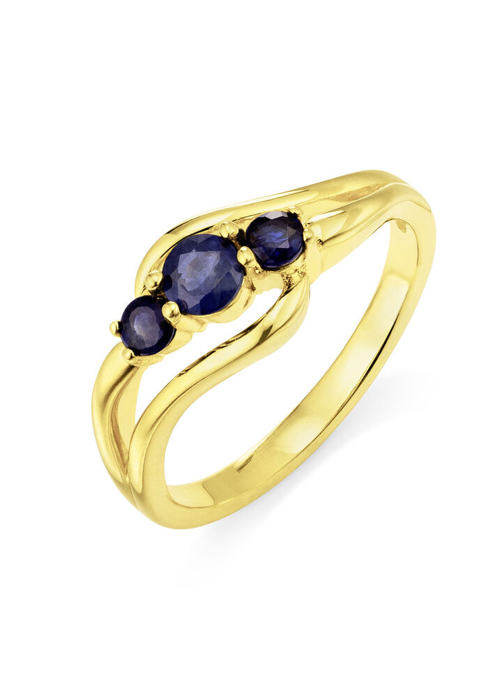 Damesring met echte saffier 