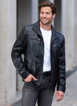 Kort leren jack met binnenzakken 