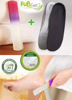 Combiset, zacht inlegzool + glazen eeltvijl 