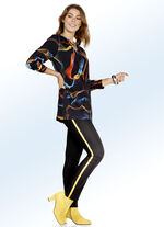 Broek met leuke, trendy galonstrepen ZWART-MESSING