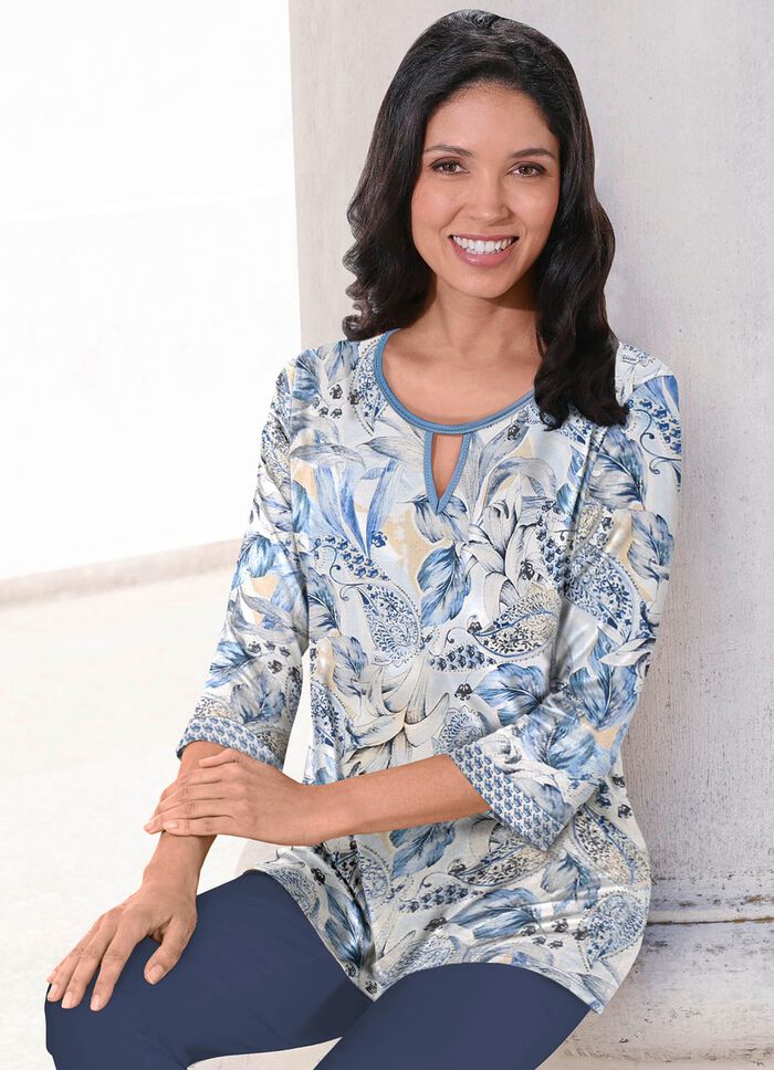 trui in fijn breisel 13 BLAUW-MULTICOLOR