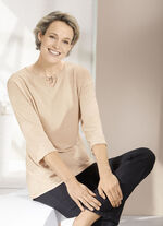 Shirt met V-split en decoratieve rand 
