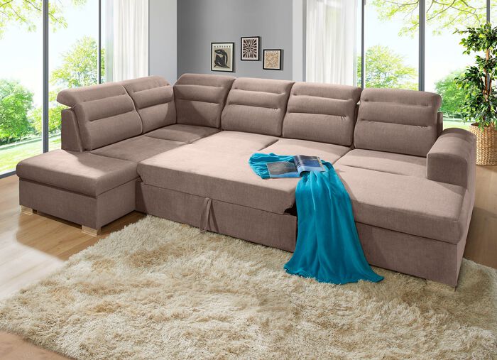 Gestoffeerd meubilair met bedfunctie en bedkast TAUPE