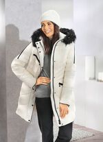 Korte jas met voering van imitatiebont in de capuchon 