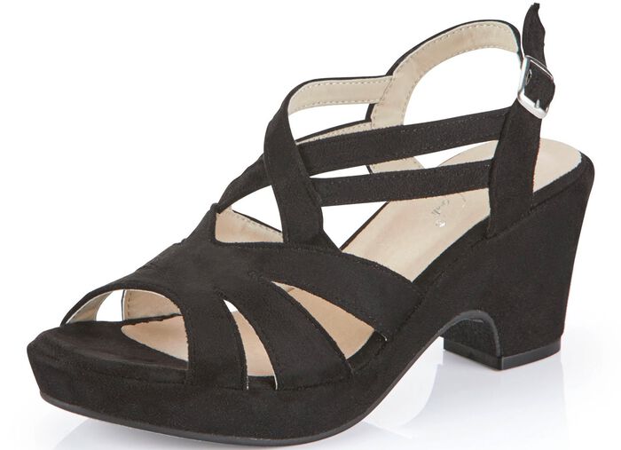 Andrea Conti, modieuze damessandalen, met verstelbare hielband ZWART