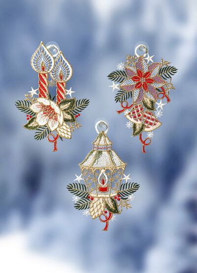 Kerstraamdecoratie, 3-delige set  Kerstraamdecoratie, 3-delige set