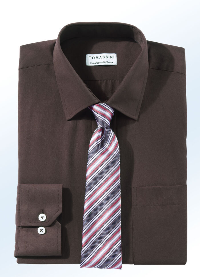 Overhemd met borstzakje DONKERBRUIN