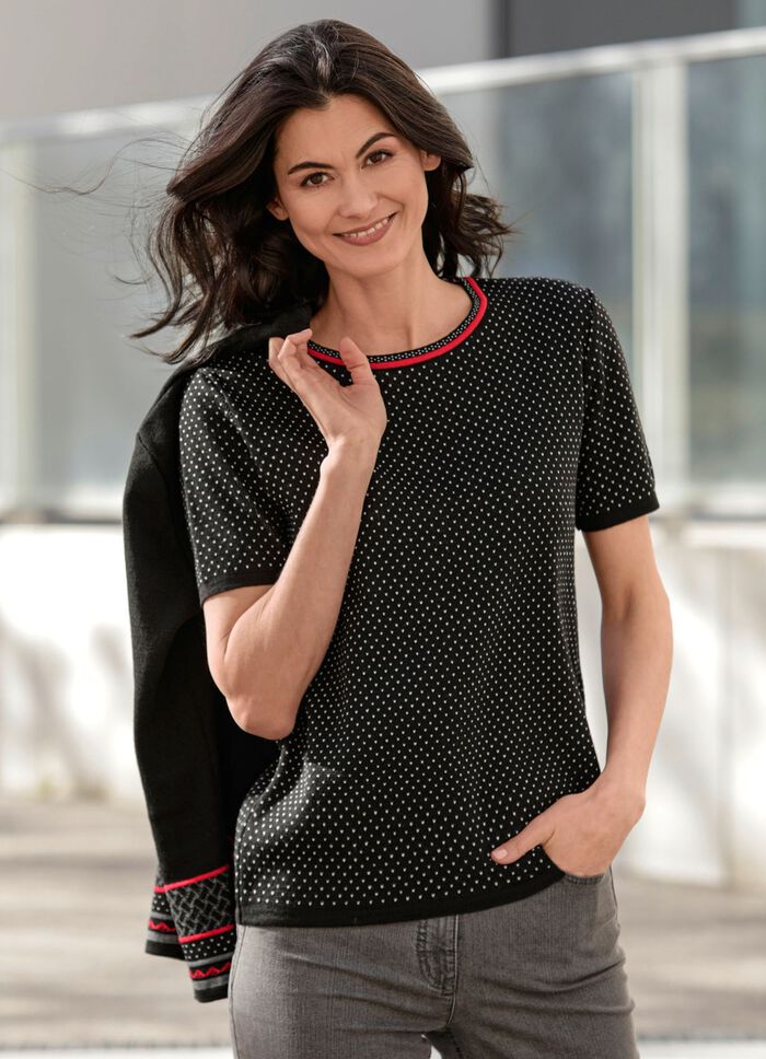 Gebreide twinset met fijne designs 