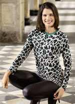 Lang shirt met contrasterende manchetten in 2 kleuren FLESGROEN