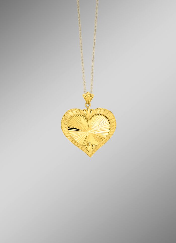 Gediamanteerde en gesatineerde harthanger met structuur 