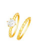 Vergulde 2-delige ring bezet met zirkonia 