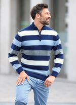 Gestreepte troyer met korte ritssluiting 