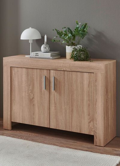 Ladekast met handgrepen in aluminiumlook 