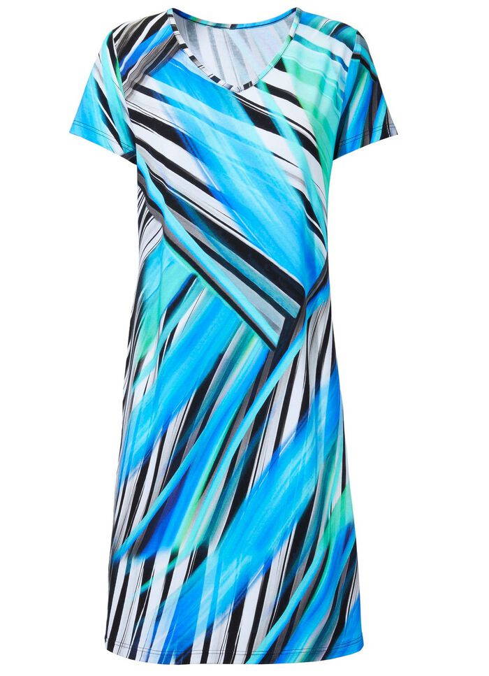 Laurina-jurk met inkjetprint en korte mouwen 