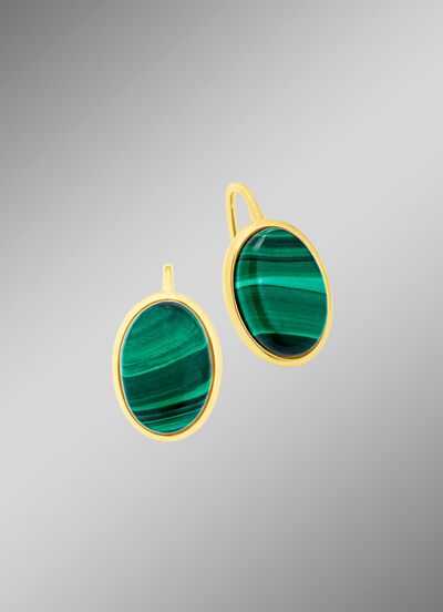 Oorbellen met echt malachiet 