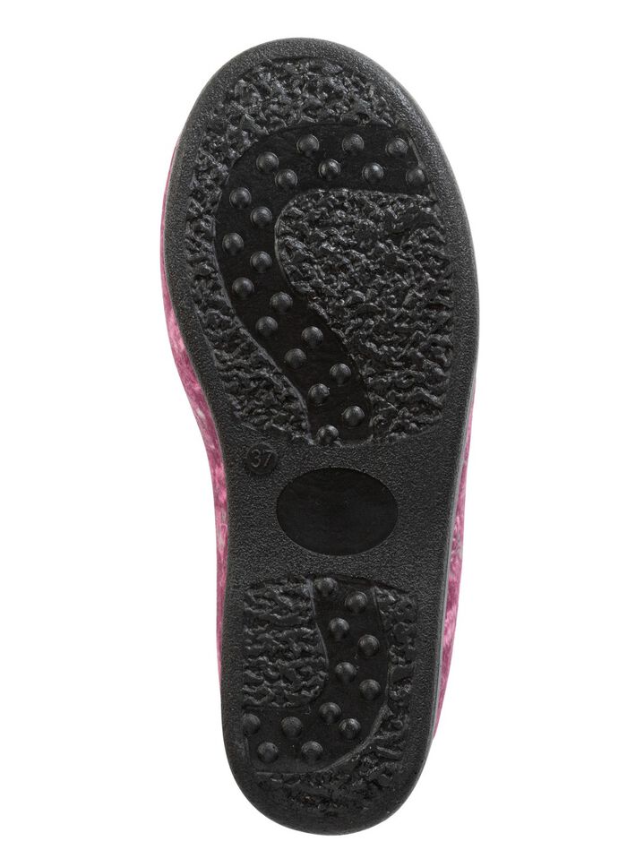 Warme damespantoffels, breedte H, met wol BORDEAUX