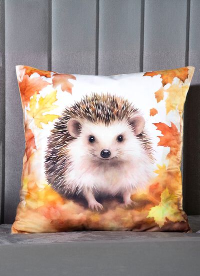 Kussenhoes met herfstig egelsmotief 