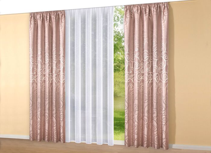 Licht transparant gordijn met automatische plooiband 