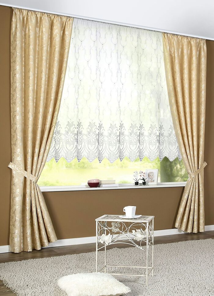 Glanzende gordijnenset NATUREL