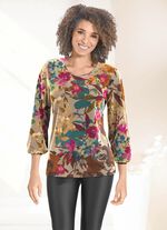 Shirt met all-over design GROEN-OLIJF-BES