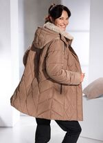 Jas met imitatiebontrand op de kraag 