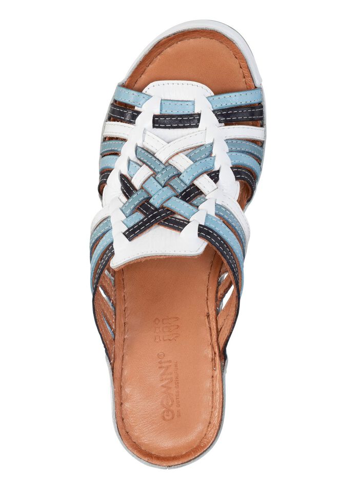 Gemini muiltjes met verfijnde gevlochten bandjes WIT-BLAUW