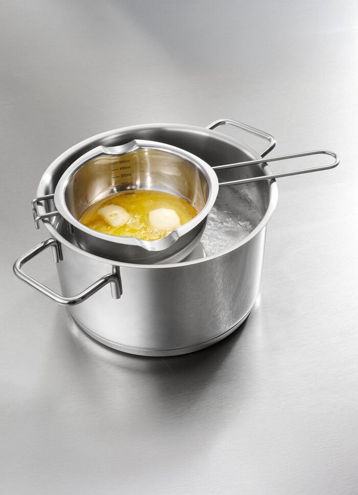 Smeltkroes van roestvrij staal met twee tuiten 