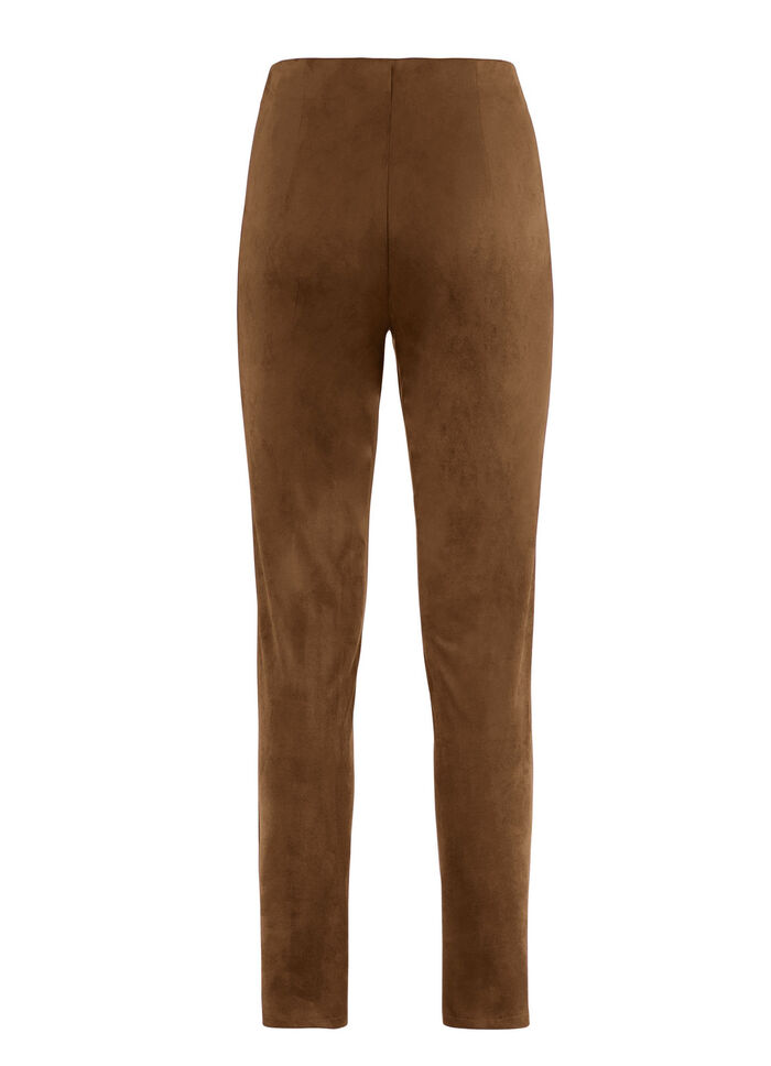 Broek in suèdelook COGNAC