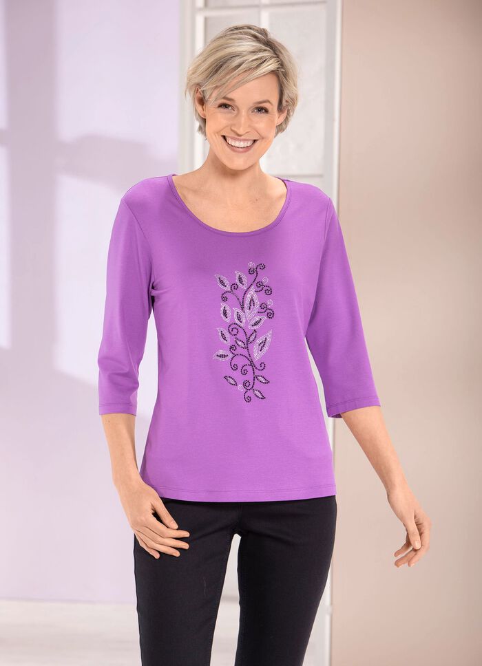 Shirt met strass steentjes in 2 kleuren 