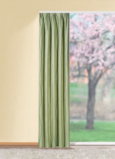 Overgordijn met golfdesign en universele railtape 