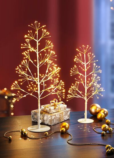 Verlichte metalen tafeldecoratie 