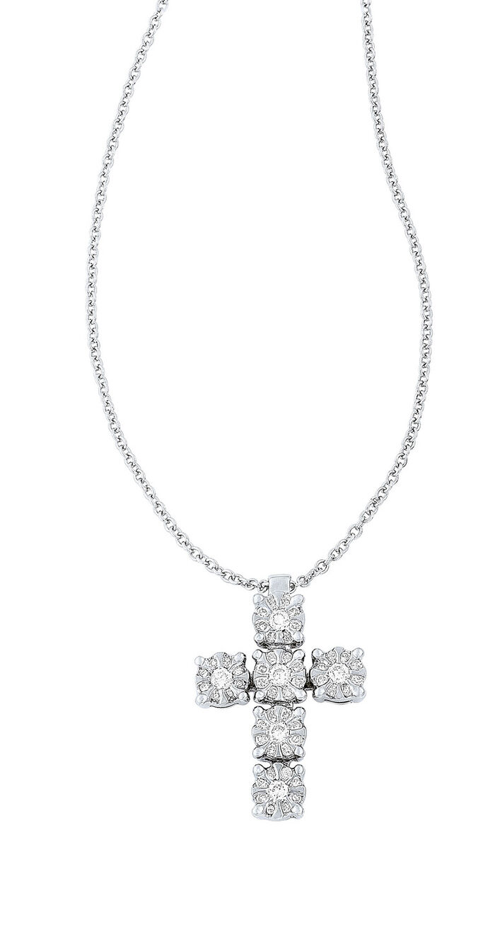 Elegante kruishanger met ankerketting en diamanten 