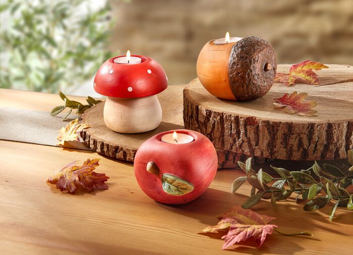 Herfstachtige theelichthouders in een set van 3 
