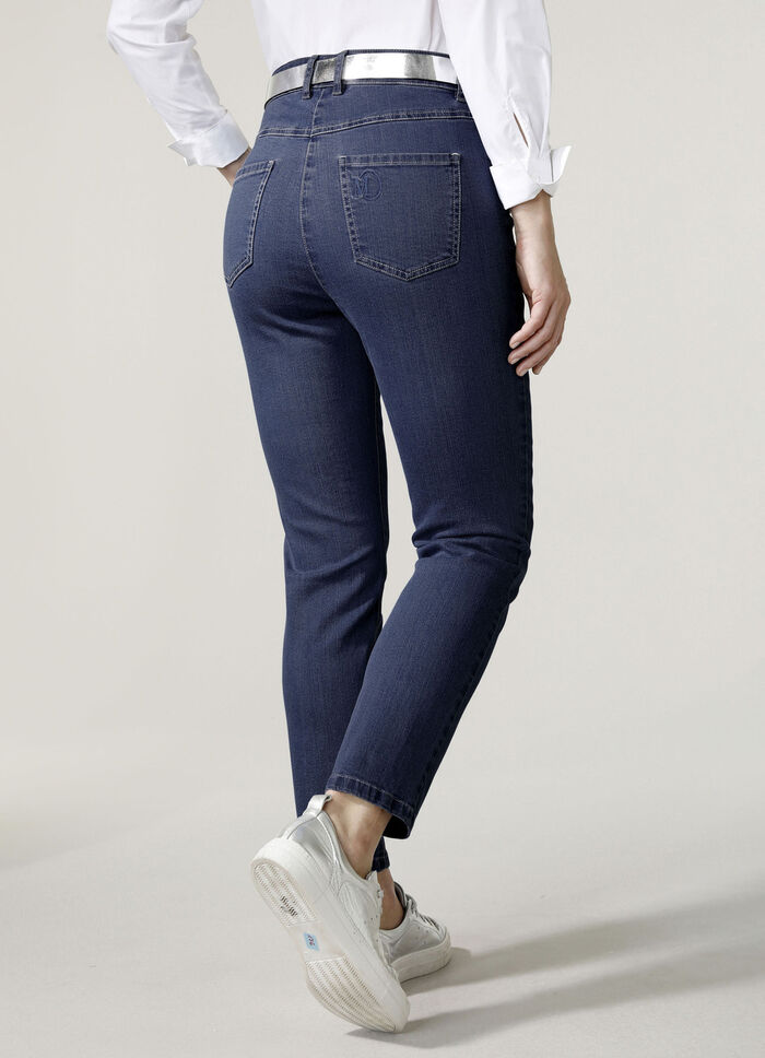 Enkellange jeans in 5-pocketmodel DONKERBLAUW
