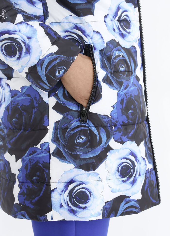Jas met decoratief rozendessin 