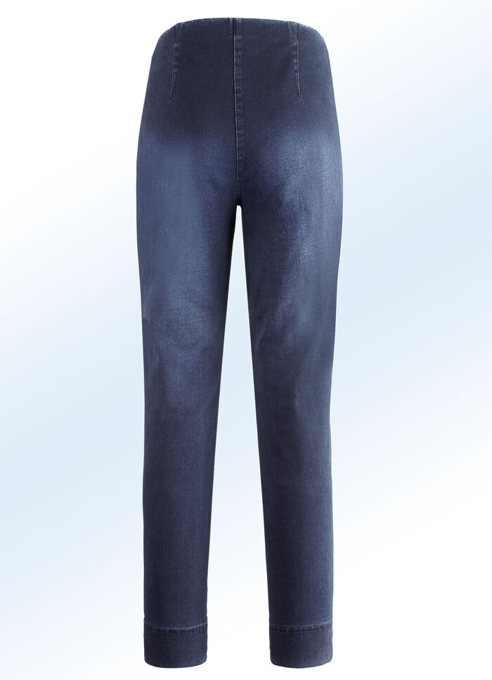 Enkellange pull-on jeans DONKERBLAUW