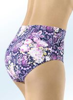 Set van vijf slips in marine met roze-geel-bont printdessin 