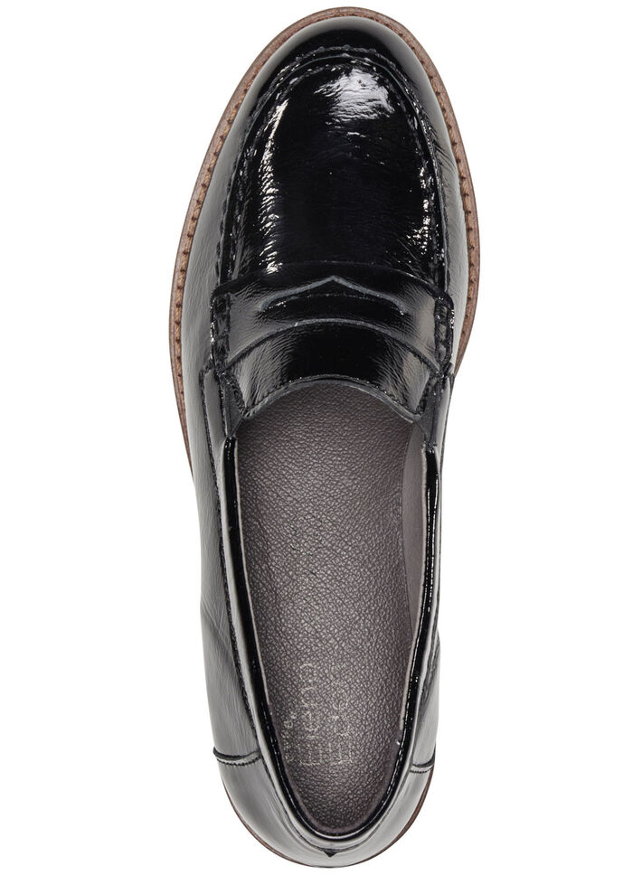 ELENA EDEN loafers van elegant verfrommeld lakleer ZWART