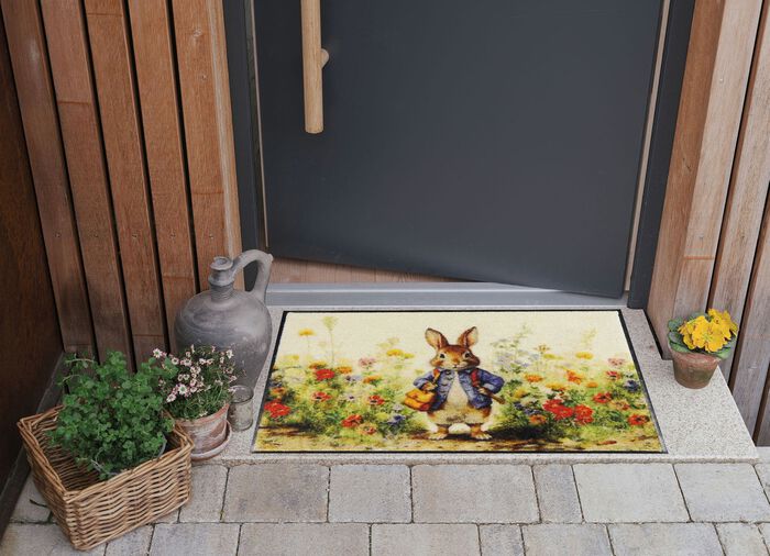 Deurmat met konijnenmotief 