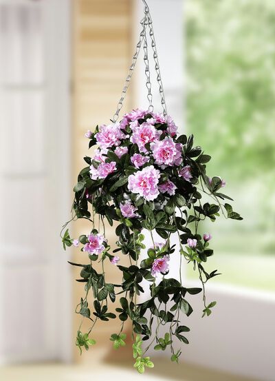 Hangmand met azalea's 
