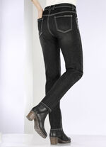 Jeans met siernaden en strass-steentjes ZWART