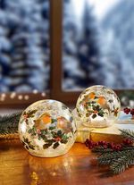 Verlichte glazen bol, set van 2 