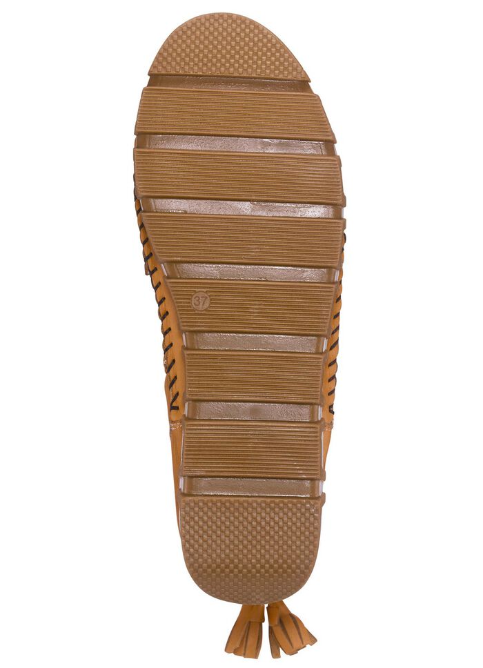 Gemini mocassin enkellaarsjes van rundnappaleer met een gerimpelde structuur GEEL