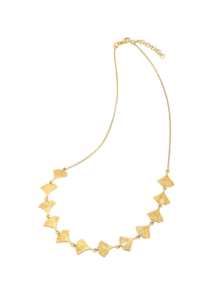 Frosted ketting met geluksbrenger ginkgoblad 