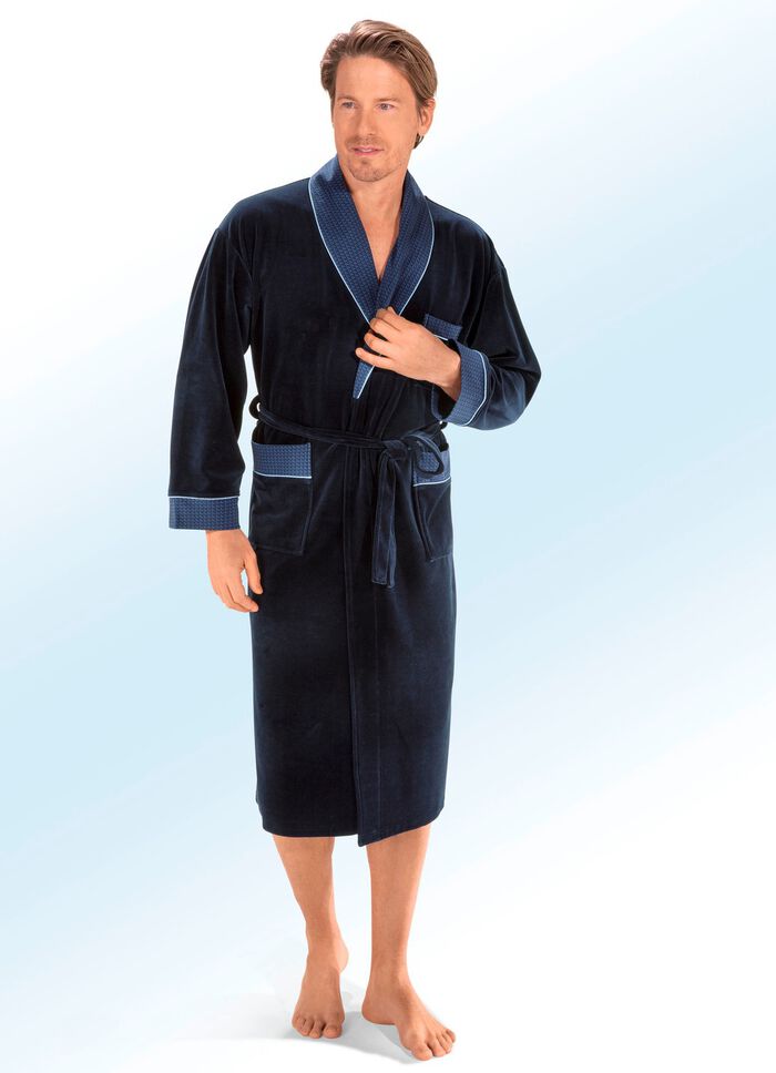 Badjas met borstzak in 3 kleuren NACHTBLAUW