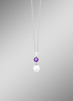 Hanger met zoetwaterparel en amethist 