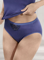 Speidelslip met geborduurd tulemotief aan de voorkant SAFFIER