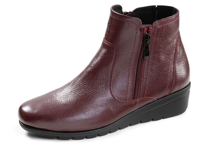 ELENA EDEN, gevoerde dames enkellaarsjes, winterschoenen, breedte G, met rits BORDEAUX